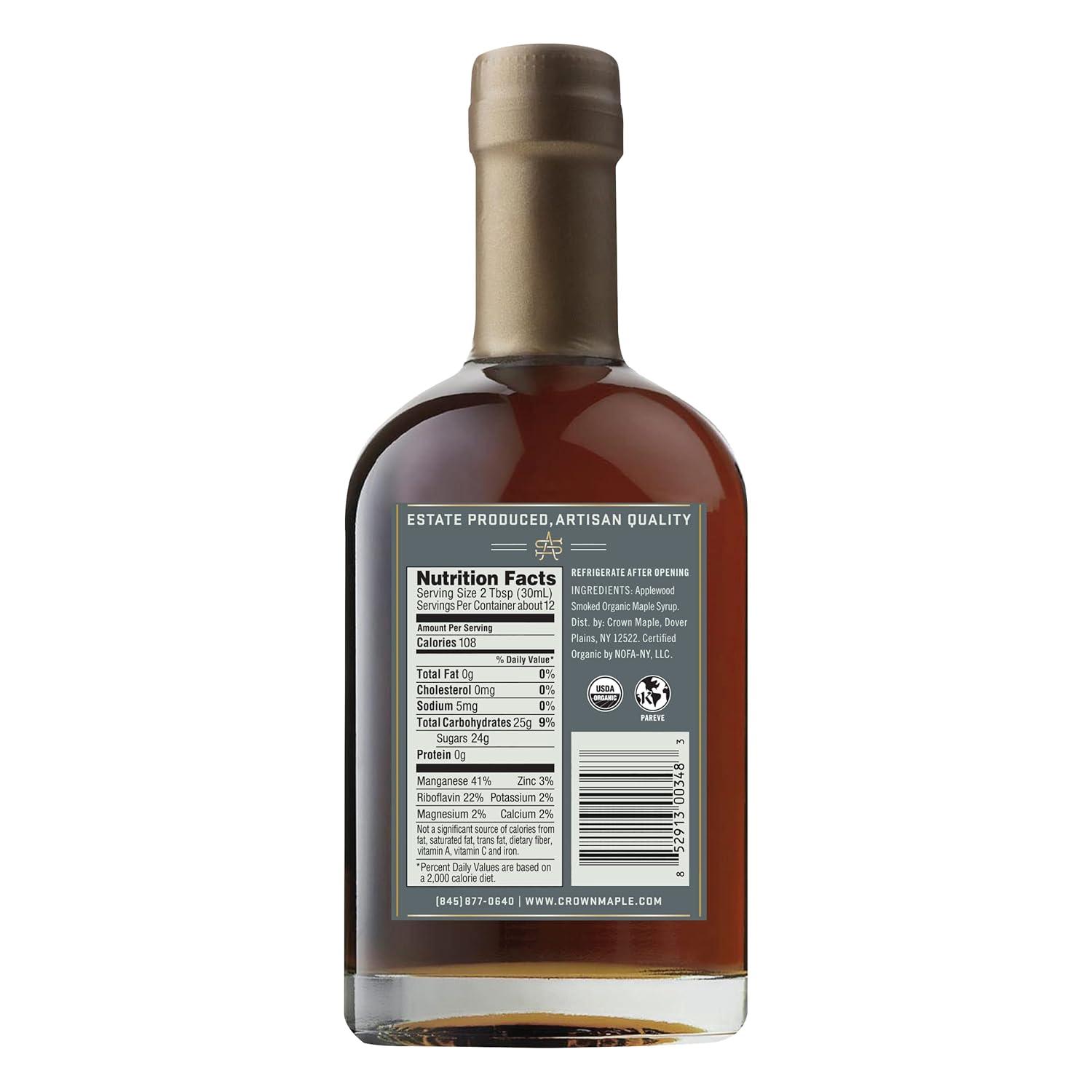 image:imageCrown Maple Applewood Smoked Organic Maple Syrup 100 Pure Grade A Gluten Free No Preservatives NonGMO Pancake and Breakfast Topping 127 FL Oz