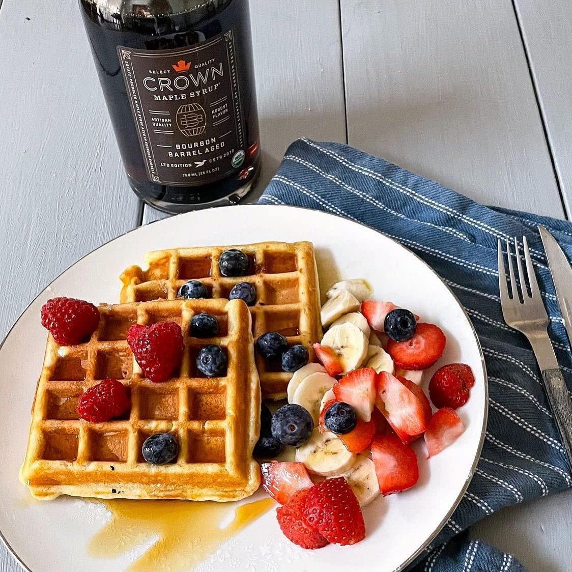 image:imageCrown Maple Bourbon Barrel Aged Organic Maple Syrup 128 Fl Oz Pancakes Flavor Cocktails Marinades and SaucesBourbon Barrel Aged
