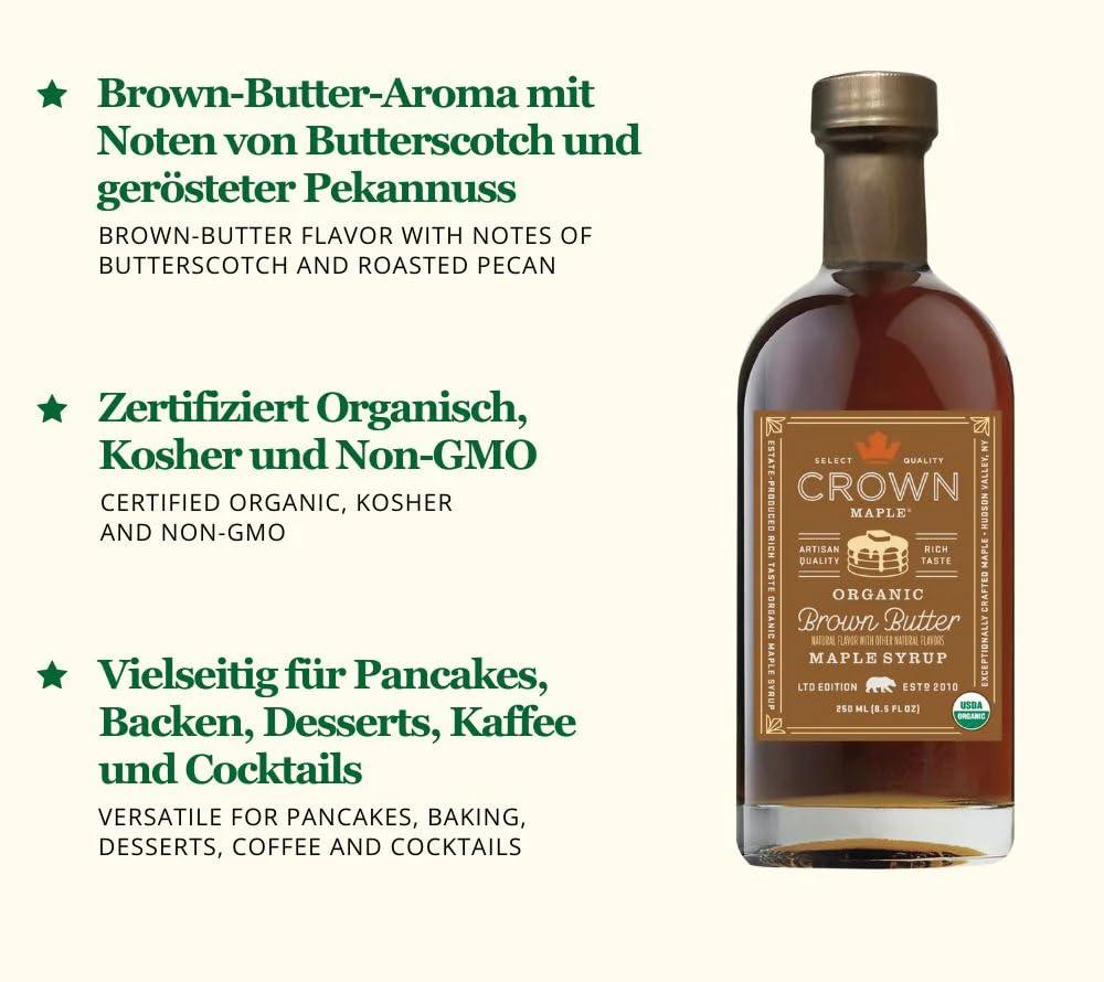 image:imageCrown Maple Brown Butter Flavor Organic Maple Syrup 85 Fl Oz Pack of 6Brown Butter Flavor