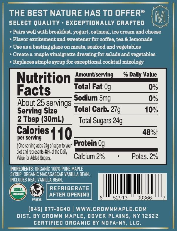 image:imageCrown Maple Brown Butter Flavor Organic Maple Syrup 85 Fl Oz Pack of 6Madagascar Vanilla