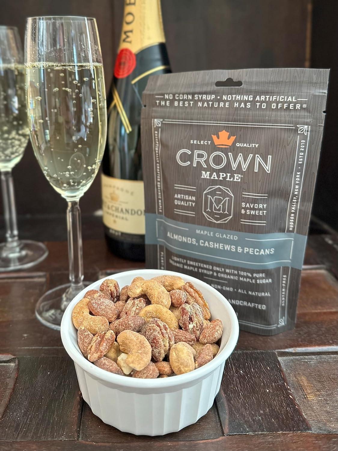 image:imageCrown Maple Glazed Nuts Almonds Cashews Pecans 4 Oz Pouch Pure Maple Sweetened Versatile Gourmet SnackAlmonds Cashews Pecans