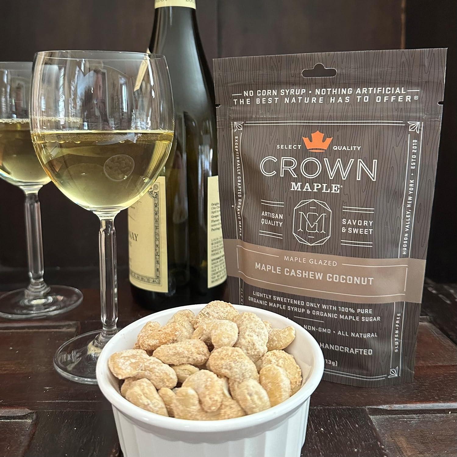 image:imageCrown Maple Glazed Nuts Almonds Cashews Pecans 4 Oz Pouch Pure Maple Sweetened Versatile Gourmet SnackCoconut Cashews