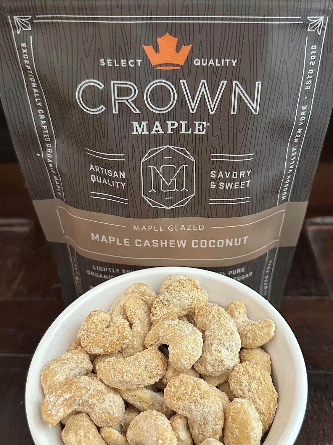 image:imageCrown Maple Glazed Nuts Almonds Cashews Pecans 4 Oz Pouch Pure Maple Sweetened Versatile Gourmet SnackCoconut Cashews