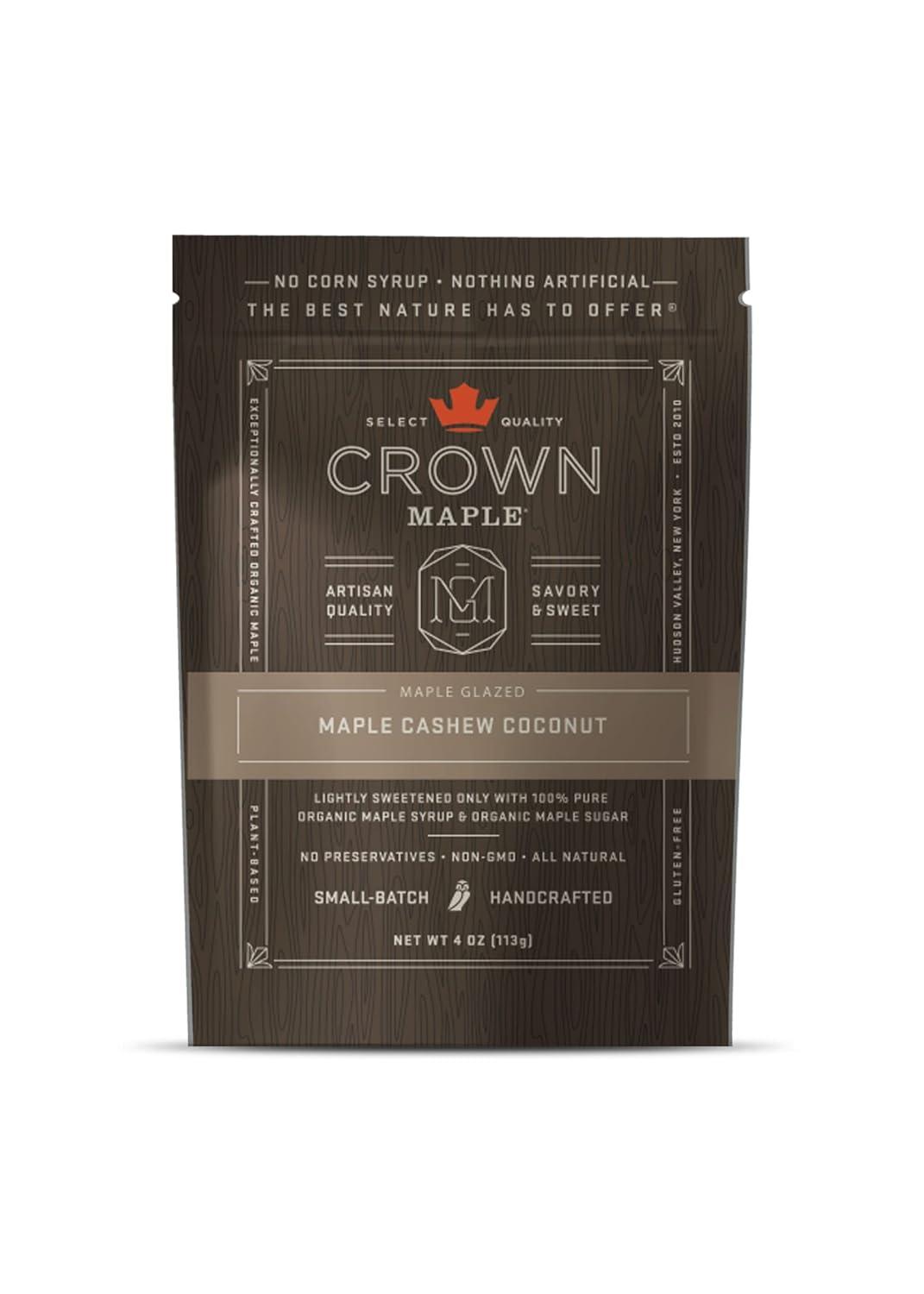 image:imageCrown Maple Glazed Nuts Almonds Cashews Pecans 4 Oz Pouch Pure Maple Sweetened Versatile Gourmet SnackCoconut Cashews
