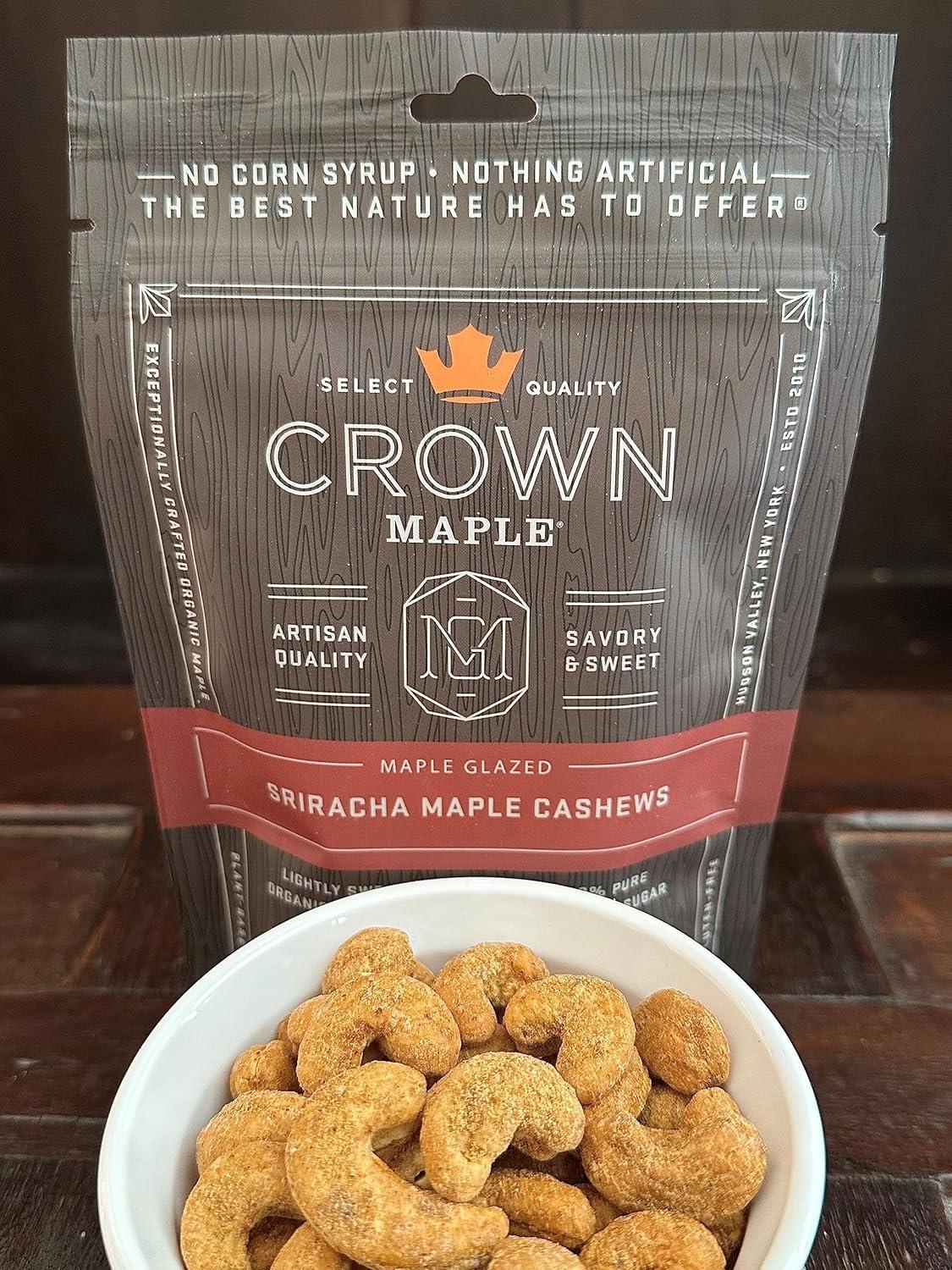 image:imageCrown Maple Glazed Nuts Sriracha Maple Cashews Lightly Sweetened with 100 Pure Organic Maple Syrup and Maple Sugar 4 oz Pack of 3