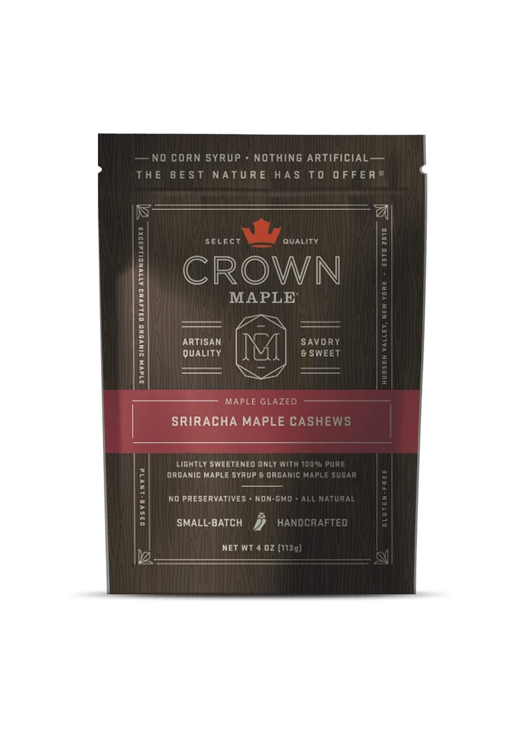 image:imageCrown Maple Glazed Nuts Sriracha Maple Cashews Lightly Sweetened with 100 Pure Organic Maple Syrup and Maple Sugar 4 oz Pack of 3