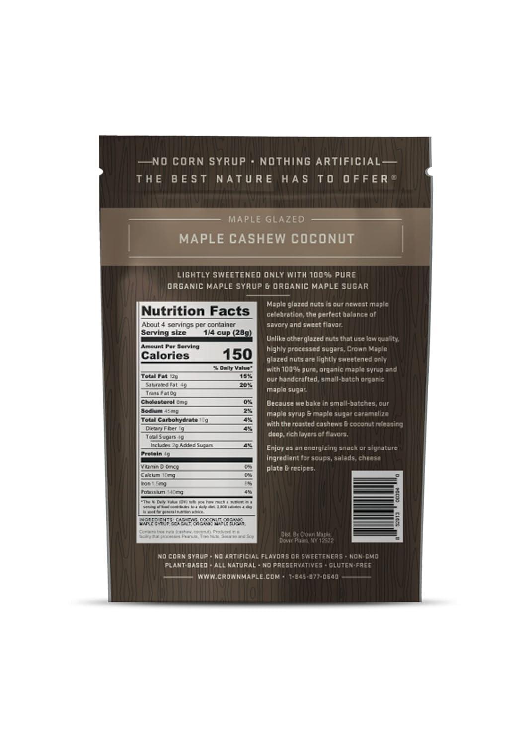 image:imageCrown Maple Glazed Nuts Variety Pack Lightly Sweetened with 100 Pure Organic Maple Syrup and Maple Sugar 4 oz Pack of 3