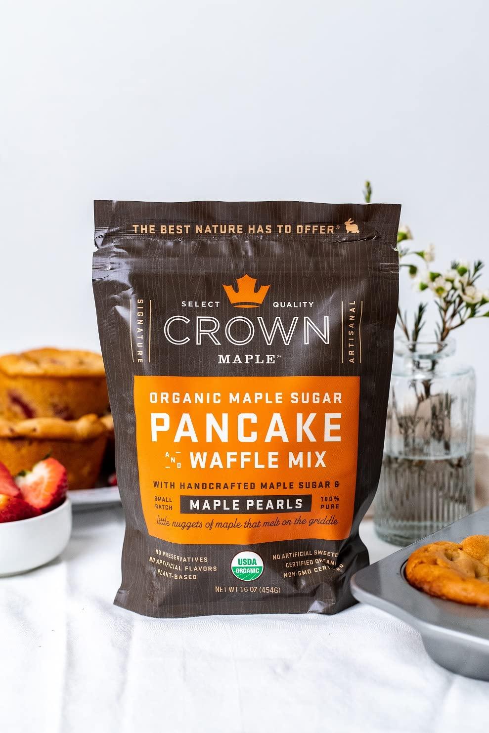 image:imageCrown Maple Organic Maple Sugar Pancake and Waffle Mix 16oz with Handcrafted Maple Sugar and SmallBatch Maple Pearls16 Ounce Pack of 6