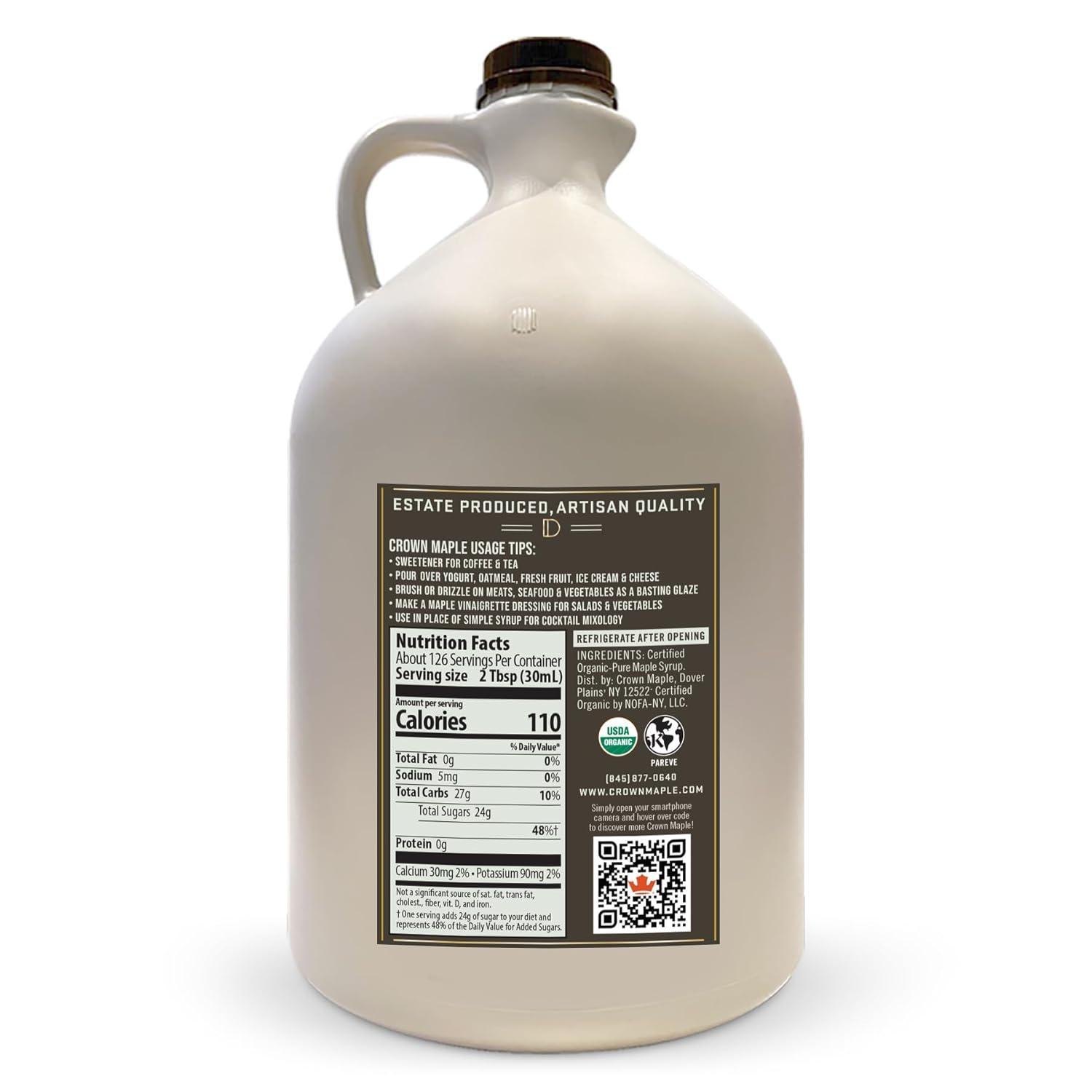 image:imageCrown Maple Very Dark Color Strong Taste Certified Organic Grade A Maple Syrup 128 Fl Oz 1 Gallon Single Pancakes Basting Glazes Sauces MustardsDark