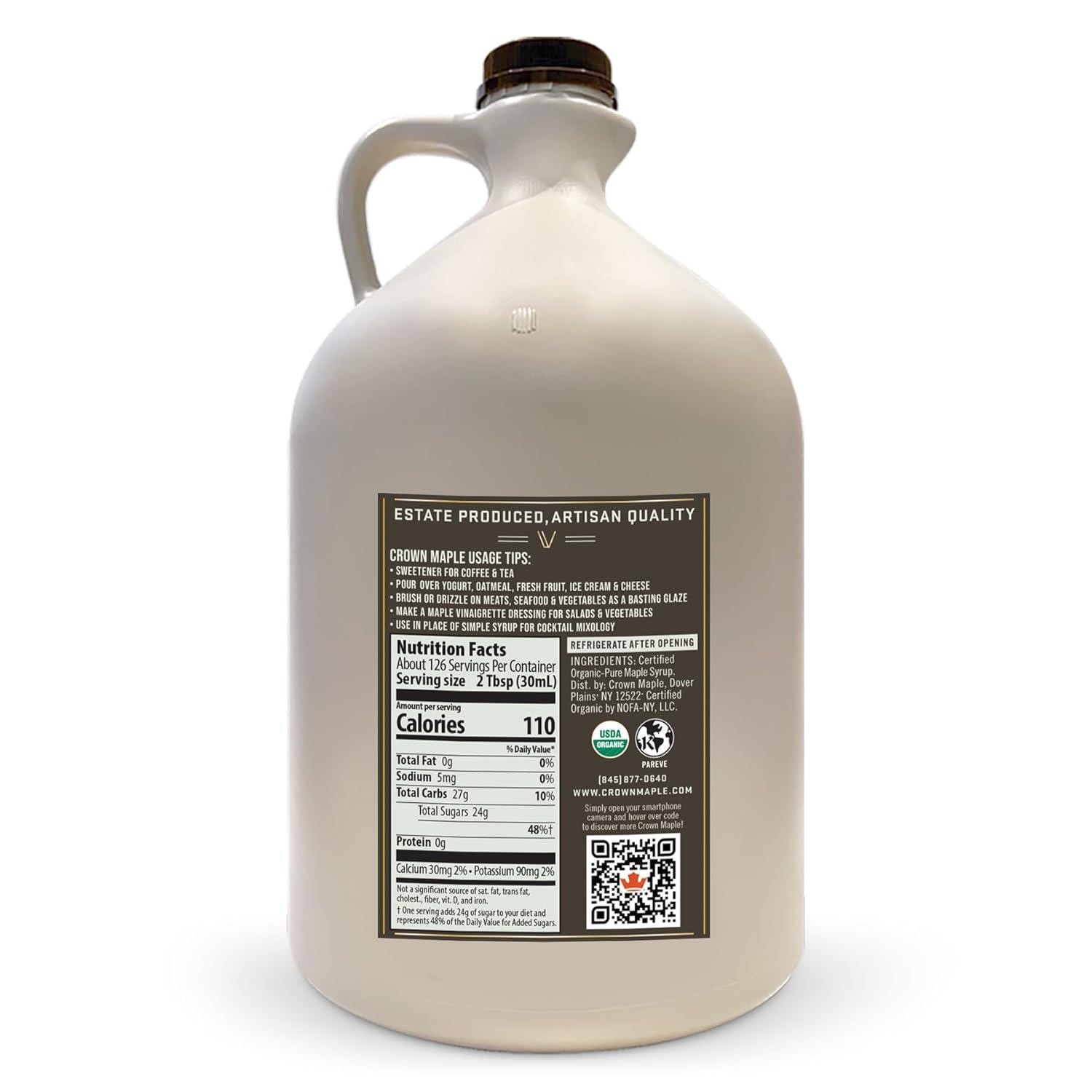 image:imageCrown Maple Very Dark Color Strong Taste Certified Organic Grade A Maple Syrup 128 Fl Oz 1 Gallon Single Pancakes Basting Glazes Sauces MustardsVery Dark