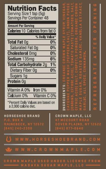 image:imageHorseshoe Brand Maple Cayenne Hot Sauce made with Crown Maple Syrup 8oz Bottle 8 Pack8 Oz Pack of 1