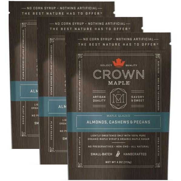 image:imageCrown Maple Glazed Nuts Almonds Cashews Pecans 4 Oz Pouch Pure Maple Sweetened Versatile Gourmet SnackAlmonds Cashews Pecans