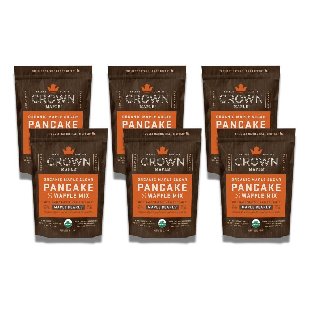 image:imageCrown Maple Organic Maple Sugar Pancake and Waffle Mix 16oz with Handcrafted Maple Sugar and SmallBatch Maple Pearls16 Ounce Pack of 6