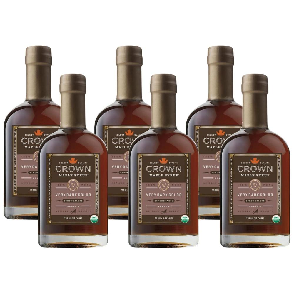 image:imageCrown Maple Very Dark Color Strong Taste Organic Maple Syrup 100 Pure Grade A Gluten Free No Preservatives NonGMO Pancake and Breakfast Topping 25 Fl Oz Pack of 6