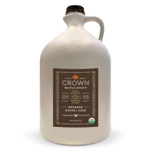 Crown Maple Bourbon Barrel Aged Organic Maple Syrup, 128 Fl Oz, Pancakes, Flavor Cocktails, Marinades and Sauces(Bourbon Barrel Aged)