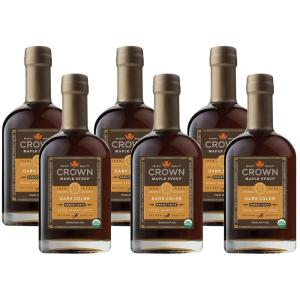 Crown Maple Dark Color Robust Taste Organic Maple Syrup, 100% Pure, Grade A, Gluten Free, No Preservatives, Non-GMO Pancake and Breakfast Topping, 25 Fl Oz (Pack of 6)