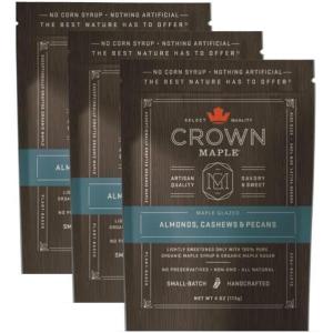 Crown Maple Glazed Nuts – Almonds, Cashews, Pecans, 4 Oz Pouch – Pure Maple Sweetened, Versatile Gourmet Snack(Almonds  Cashews  Pecans)