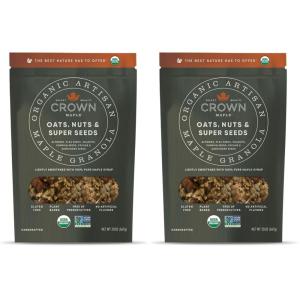 Crown Maple Organic Artisan Maple Granola – Oats, Nuts & Super Seeds, 20 Oz(20 Ounce (Pack of 2))