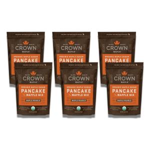 Crown Maple Organic Maple Sugar Pancake and Waffle Mix, 16oz, with Handcrafted Maple Sugar and Small-Batch Maple Pearls(16 Ounce (Pack of 6))